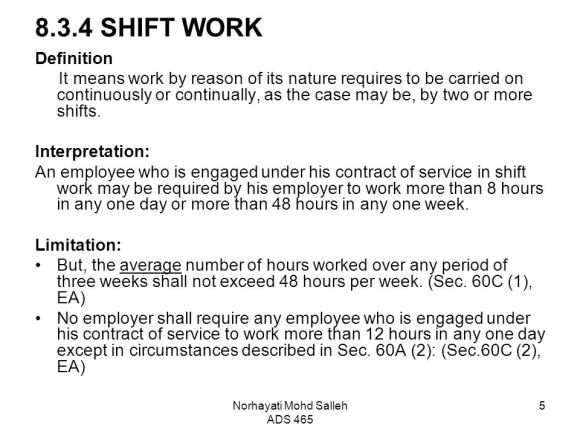 Shift Work Contract
